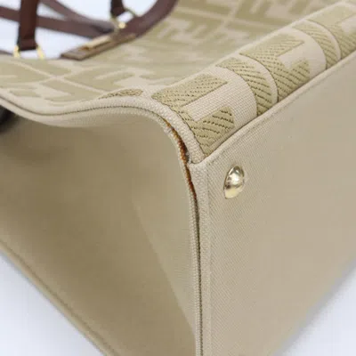 Pre-owned Fendi Beige Jacquard Leather Tote Bag () In Sand
