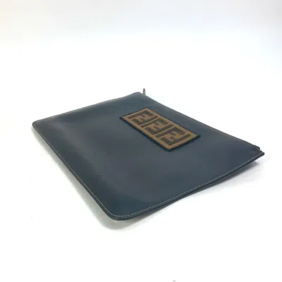 Pre-owned Fendi Black Brown Leather Clutch Bag Pouch () In Multi