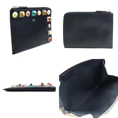 Pre-owned Fendi Black Leather Clutch Bag ()