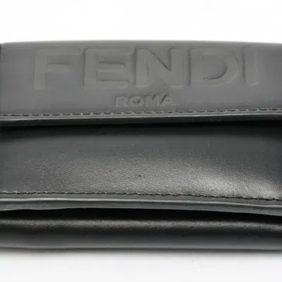 Pre-owned Fendi Black Leather Wallet (tri-fold) ()