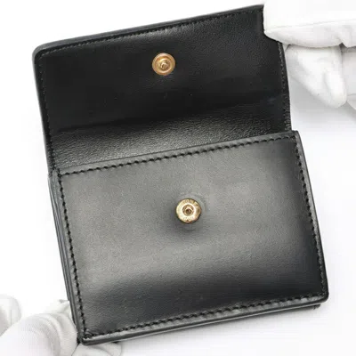 Pre-owned Fendi Black Leather Wallet (tri-fold) ()