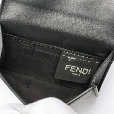 Pre-owned Fendi Black Leather Wallet (tri-fold) ()
