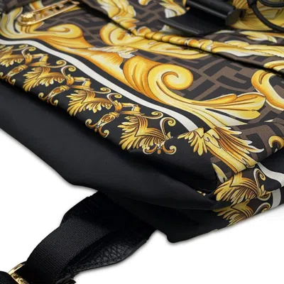 Pre-owned Fendi Black Yellow Nylon Backpack () In Multi