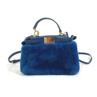 Pre-owned Fendi Blue Faux Fur Handbag Shoulder Bag ()