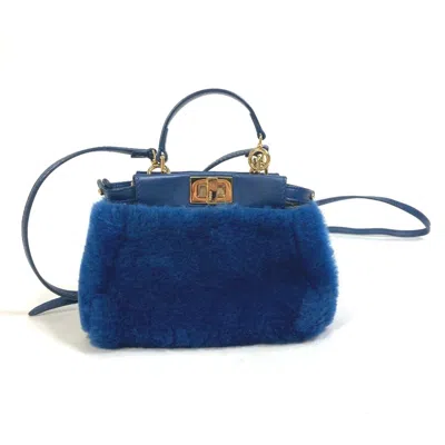 Pre-owned Fendi Blue Faux Fur Handbag Shoulder Bag ()