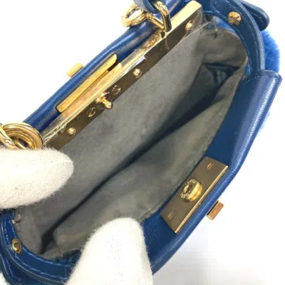 Pre-owned Fendi Blue Faux Fur Handbag Shoulder Bag ()