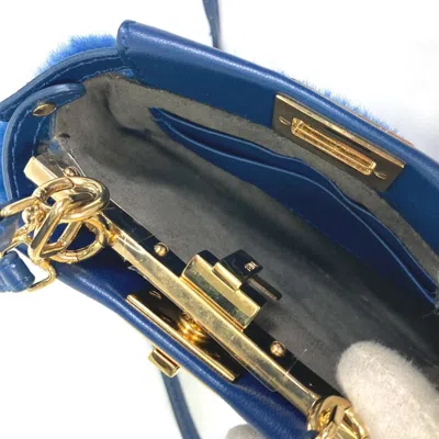 Pre-owned Fendi Blue Faux Fur Handbag Shoulder Bag ()