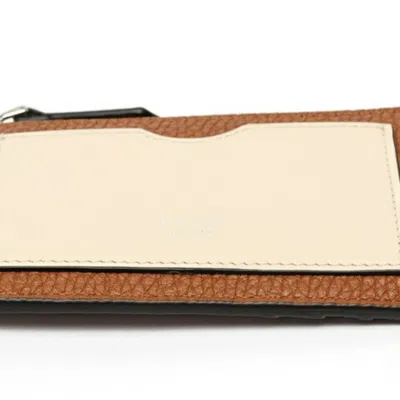 Pre-owned Fendi Brown Ivory Leather Coin Purse/coin Case ()