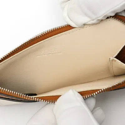 Pre-owned Fendi Brown Ivory Leather Coin Purse/coin Case ()