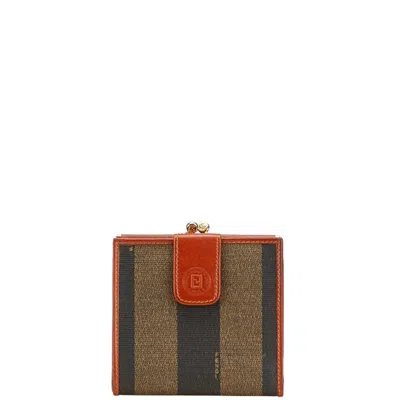 Pre-owned Fendi Brown Khaki Pvc Leather Wallet (bi-fold) () In Multi