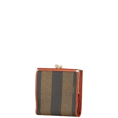 Pre-owned Fendi Brown Khaki Pvc Leather Wallet (bi-fold) () In Multi