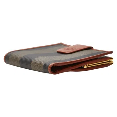 Pre-owned Fendi Brown Khaki Pvc Leather Wallet (bi-fold) () In Multi