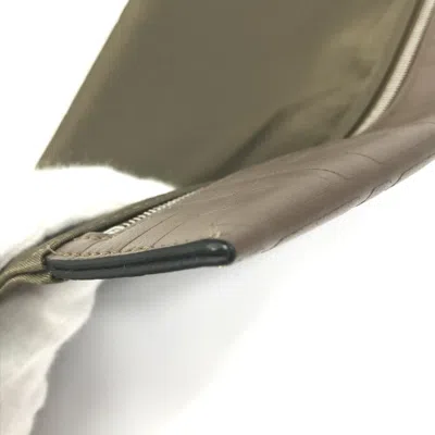 Pre-owned Fendi Brown Khaki Leather Nylon Clutch Bag Pouch () In Multi