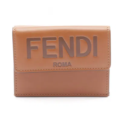 Pre-owned Fendi Brown Leather Wallet (tri-fold) ()