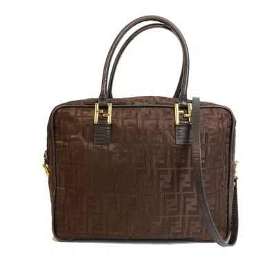 Pre-owned Fendi Brown Nylon Leather Shoulder Bag Tote Bag ()