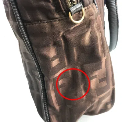 Pre-owned Fendi Brown Nylon Leather Shoulder Bag Tote Bag ()