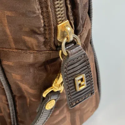 Pre-owned Fendi Brown Nylon Leather Shoulder Bag Tote Bag ()
