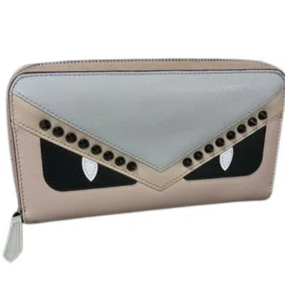 Pre-owned Fendi Light Blue Multi-color Pink Leather Coin Purse/coin Case ()