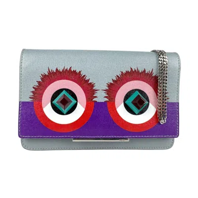 Pre-owned Fendi Light Gray Leather Chain/shoulder Wallet ()
