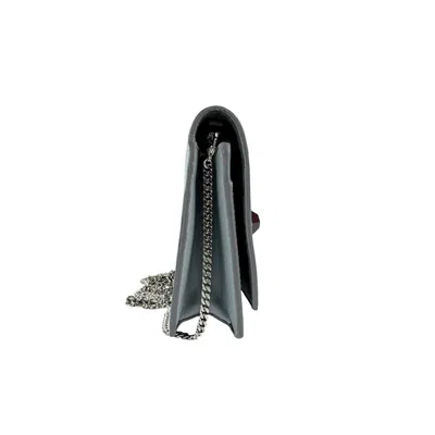 Pre-owned Fendi Light Gray Leather Chain/shoulder Wallet ()