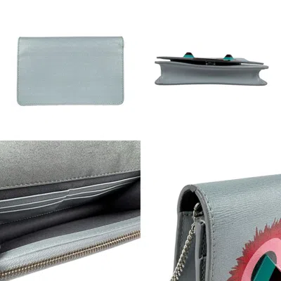 Pre-owned Fendi Light Gray Leather Chain/shoulder Wallet ()