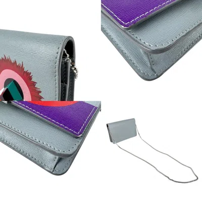 Pre-owned Fendi Light Gray Leather Chain/shoulder Wallet ()