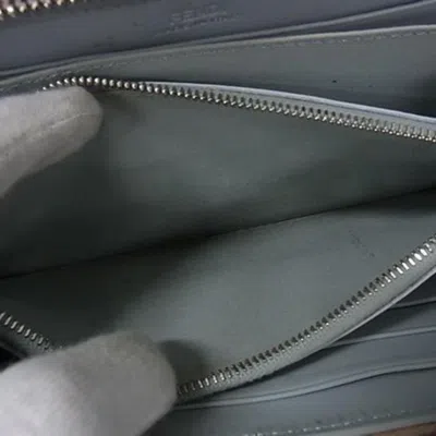 Pre-owned Fendi Light Blue Multi-color Pink Leather Coin Purse/coin Case ()