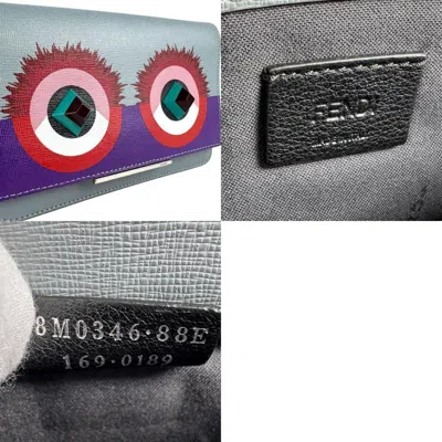 Pre-owned Fendi Light Gray Leather Chain/shoulder Wallet ()