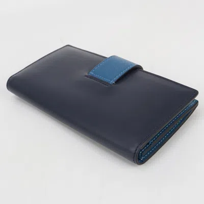 Pre-owned Fendi Navy Leather Long Wallet (bi-fold) () In Blue