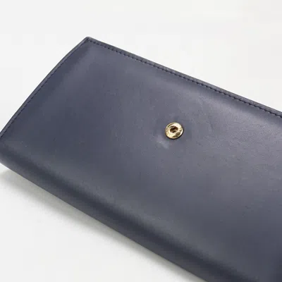 Pre-owned Fendi Navy Leather Long Wallet (bi-fold) () In Blue