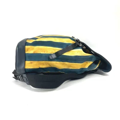 Pre-owned Fendi Navy Yellow Canvas Leather Backpack ()
