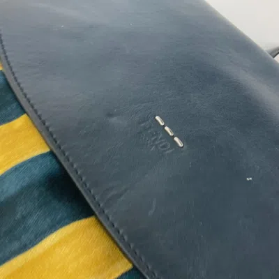 Pre-owned Fendi Navy Yellow Canvas Leather Backpack ()