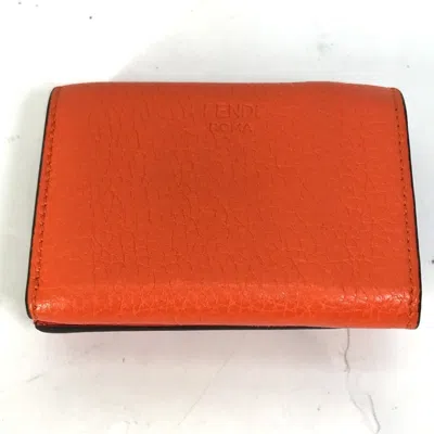 Pre-owned Fendi Orange Leather Wallet (tri-fold) ()