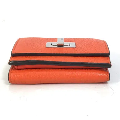 Pre-owned Fendi Orange Leather Wallet (tri-fold) ()