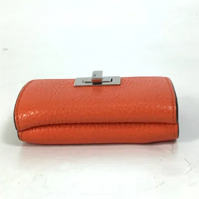 Pre-owned Fendi Orange Leather Wallet (tri-fold) ()