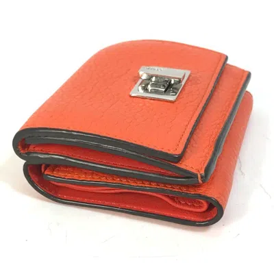 Pre-owned Fendi Orange Leather Wallet (tri-fold) ()