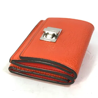 Pre-owned Fendi Orange Leather Wallet (tri-fold) ()