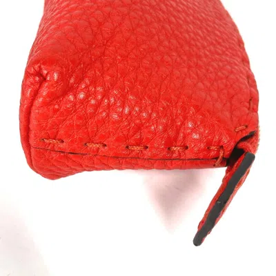 Pre-owned Fendi Red Color Leather Coin Purse/coin Case ()