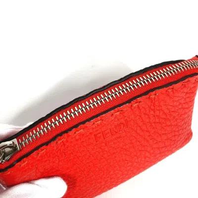 Pre-owned Fendi Red Color Leather Coin Purse/coin Case ()