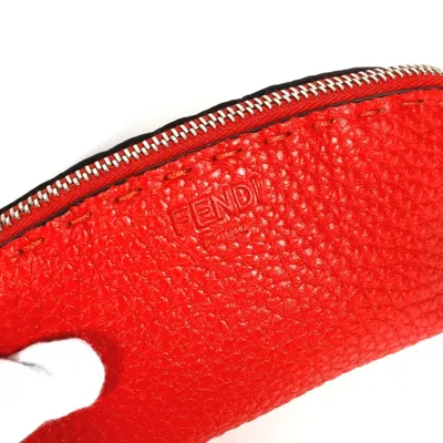 Pre-owned Fendi Red Color Leather Coin Purse/coin Case ()