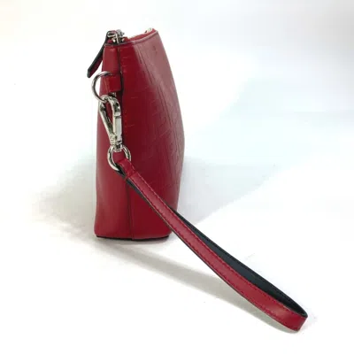 Pre-owned Fendi Red Color Zucca Clutch Bag Pouch ()