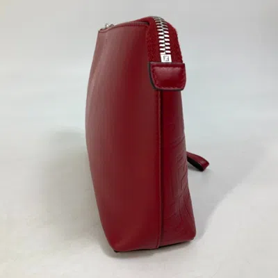 Pre-owned Fendi Red Color Zucca Clutch Bag Pouch ()