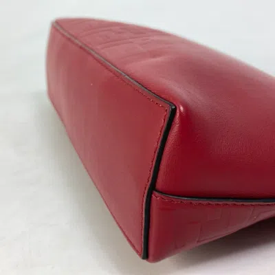 Pre-owned Fendi Red Color Zucca Clutch Bag Pouch ()