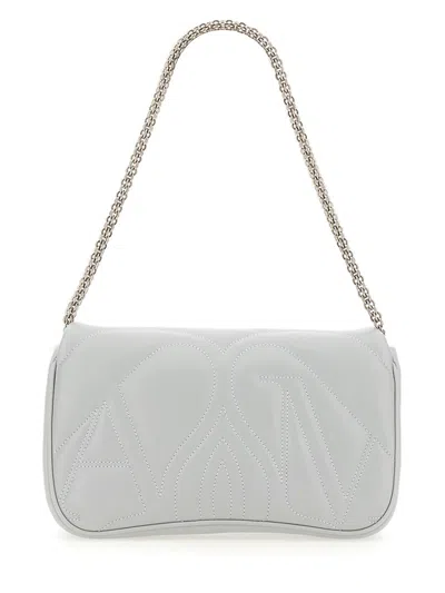 Alexander Mcqueen Powder Blue Leather Small Seal Shoulder Bag In White