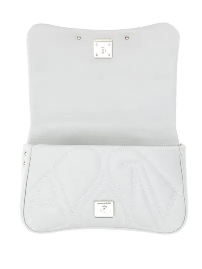 Alexander Mcqueen Powder Blue Leather Small Seal Shoulder Bag In White