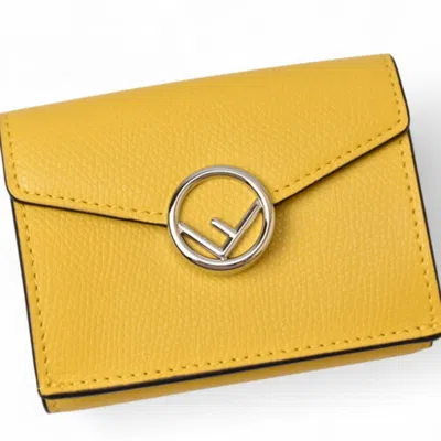 Pre-owned Fendi Yellow Leather Wallet (tri-fold) ()