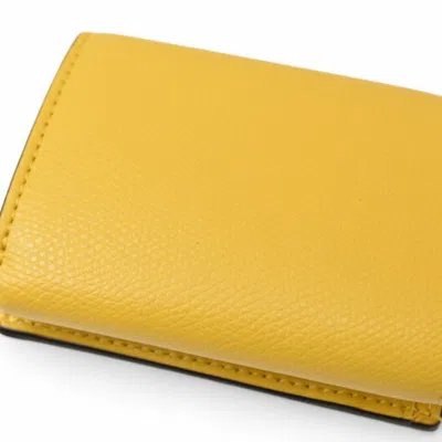 Pre-owned Fendi Yellow Leather Wallet (tri-fold) ()