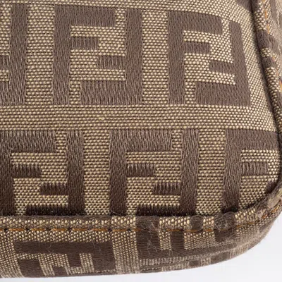 Pre-owned Fendi Zucca Beige Canvas Leather Shoulder Bag () In Sand