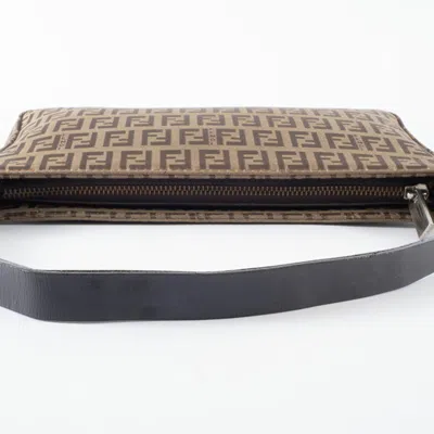 Pre-owned Fendi Zucca Beige Canvas Leather Shoulder Bag () In Sand