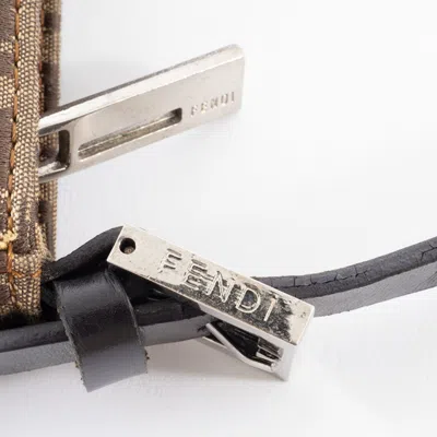 Pre-owned Fendi Zucca Beige Canvas Leather Shoulder Bag () In Sand